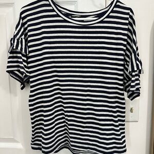 cotton JCrew tee with ruffled sleeves